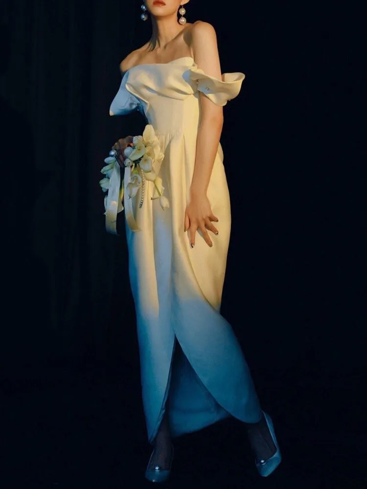Stylish Satin Ankle Length Sheath Wedding Dress
