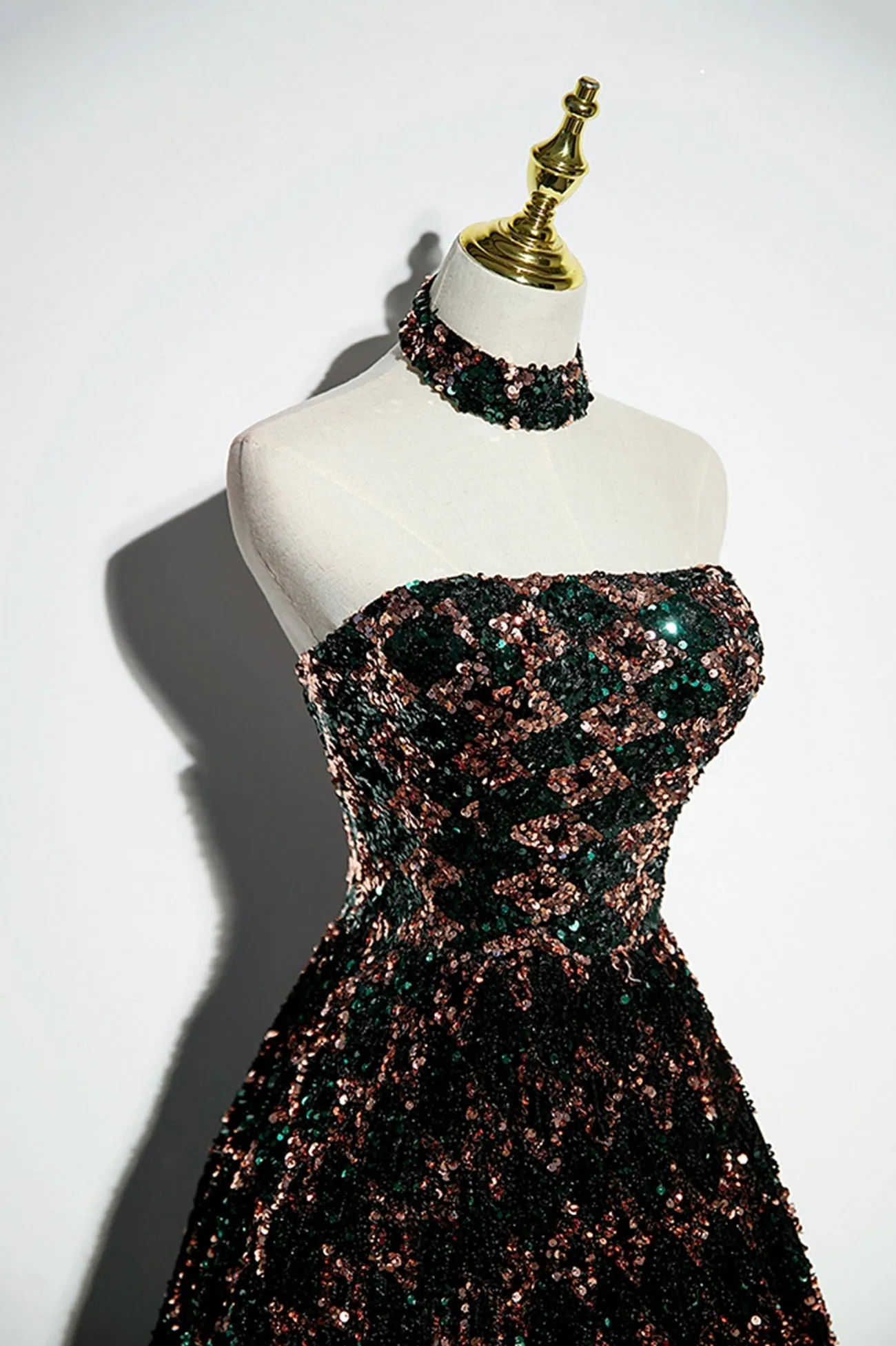 Stylish Sequins Long A-Line Prom Dress, Shiny Strapless Evening Dress
