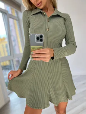 Stylish Short Dress with Collar Many Colors