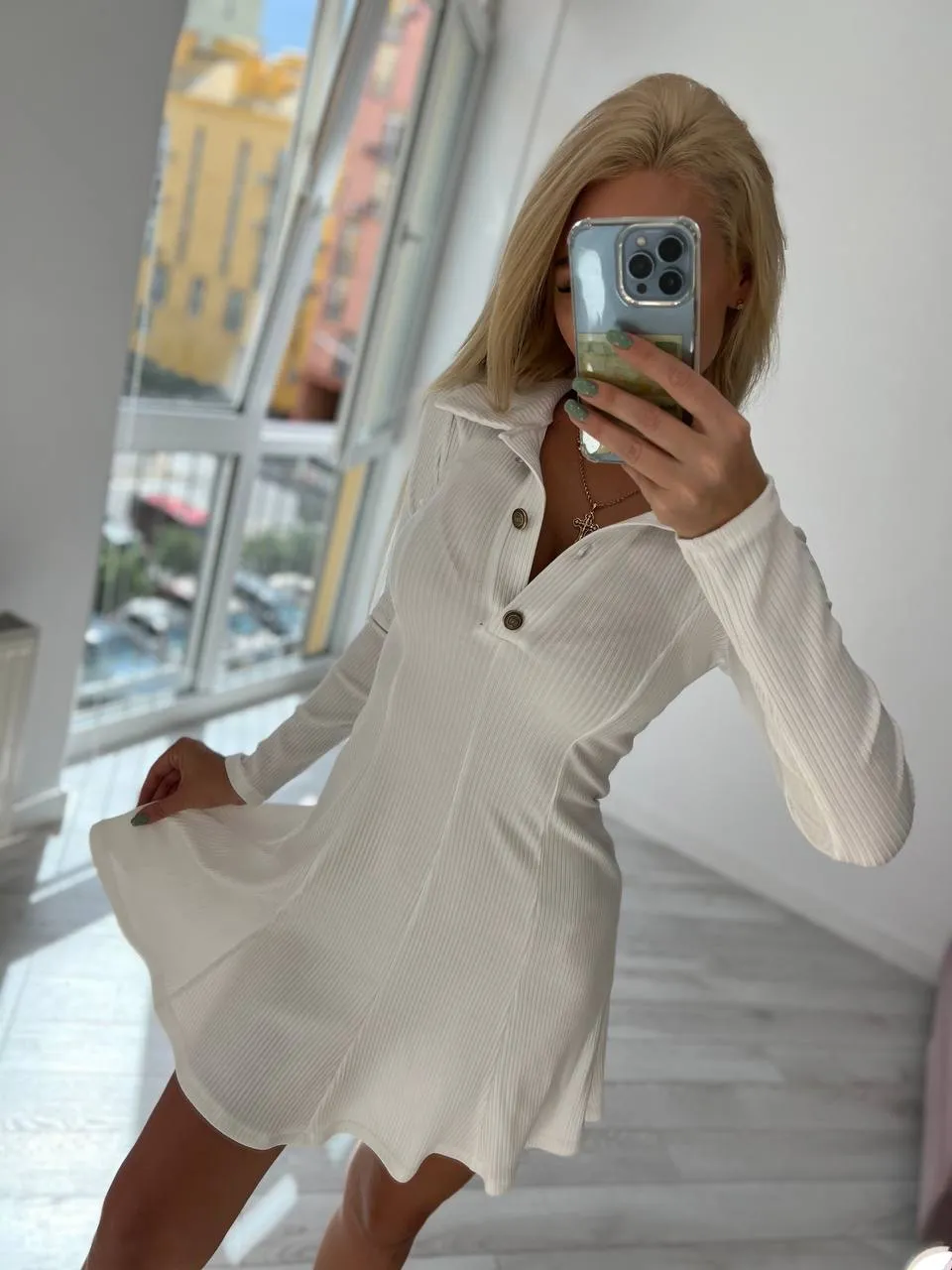 Stylish Short Dress with Collar Many Colors