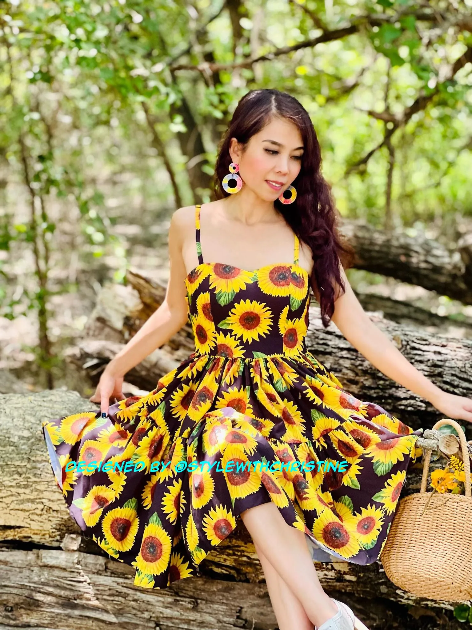 Suria dress in sunflower printed