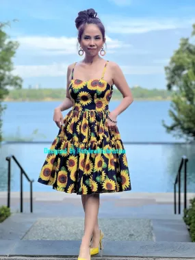 Suria dress in sunflower printed