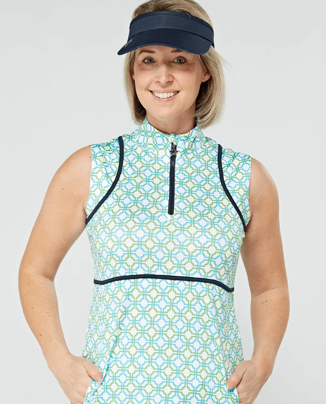 SWING OUT SISTER Jane Sleeveless Dress Dazzling Blue & Emerald