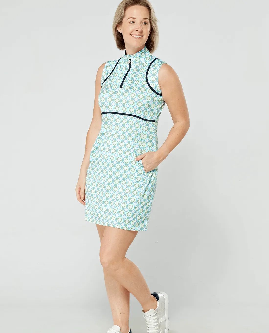 SWING OUT SISTER Jane Sleeveless Dress Dazzling Blue & Emerald