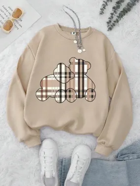 SXV  'chax teddy bears’ Printed Cool Aesthetic Drop Shoulder Oversized Baggy Sweatshirt