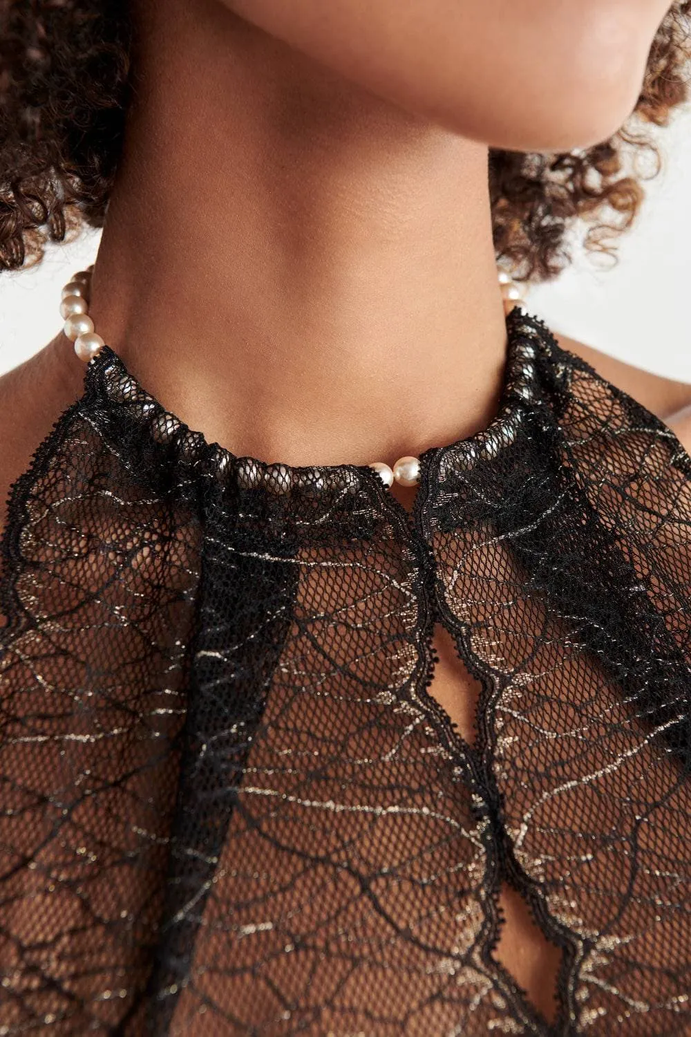 Sydney Pearl Slip Dress Black