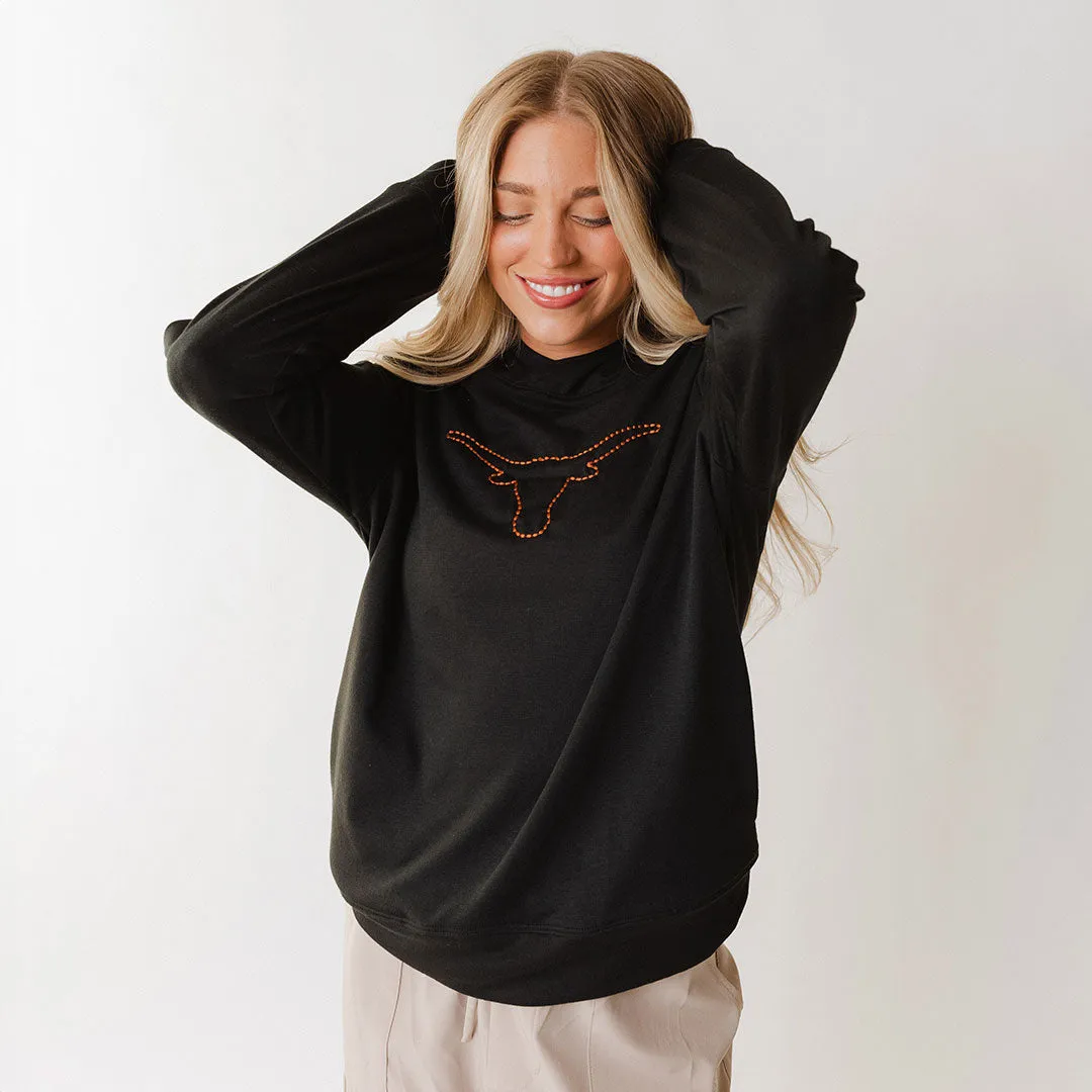 Texas Embroidered City Pullover, Black