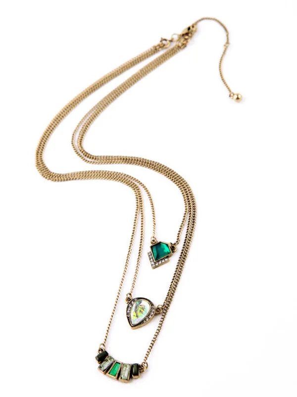 Three-layer Green Necklace
