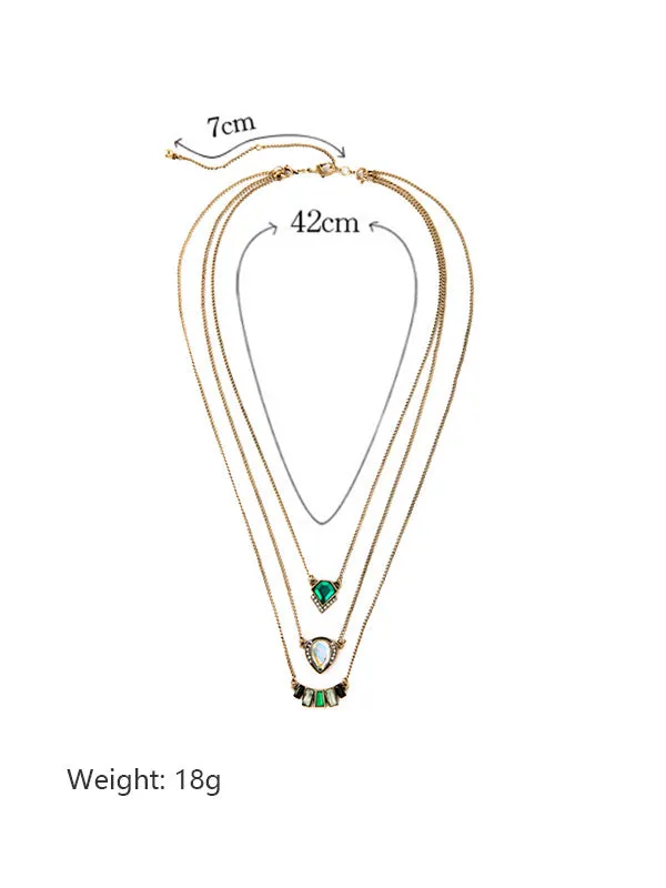 Three-layer Green Necklace