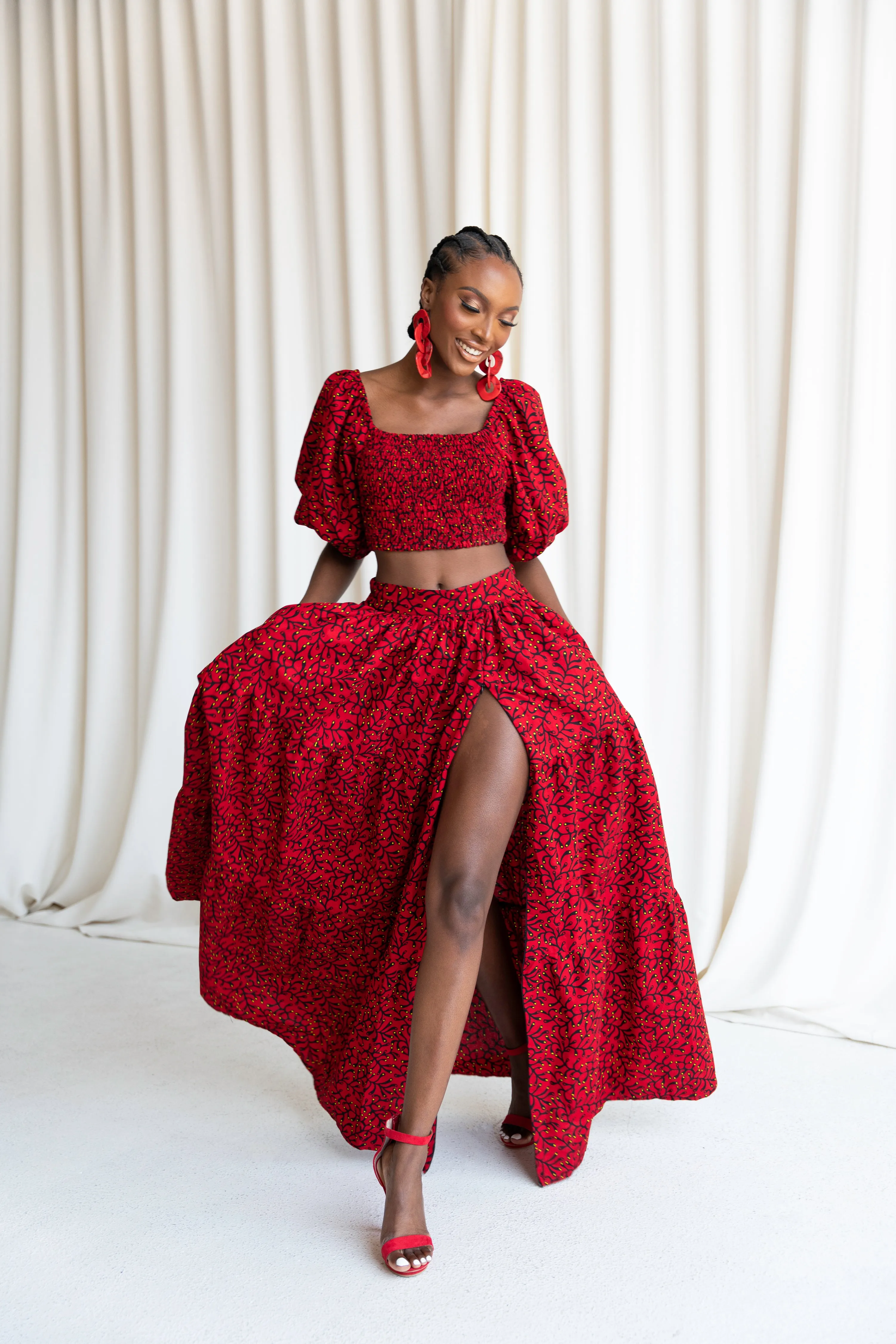TOLA Tiered African Print Maxi Skirt