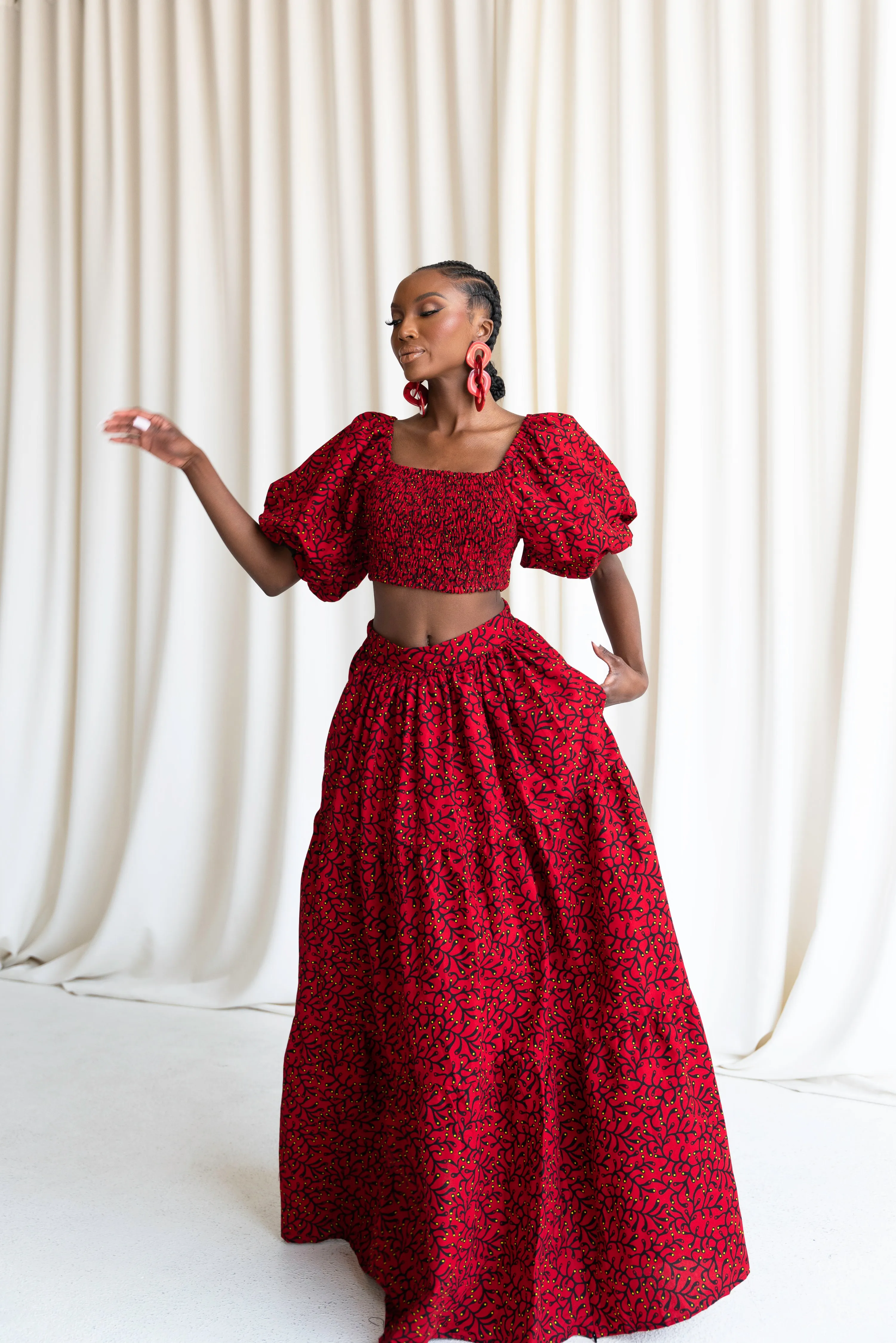 TOLA Tiered African Print Maxi Skirt