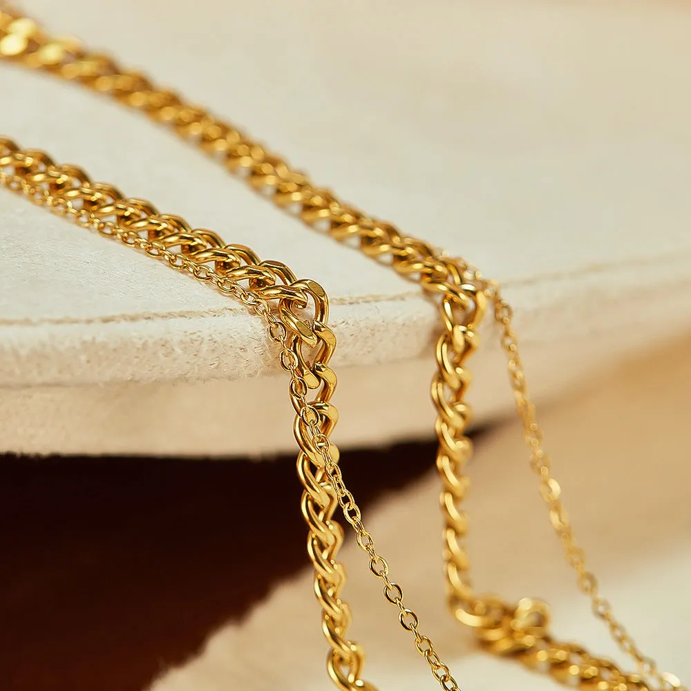 Two Layer Stacked Pearl Cross Pendant Necklace