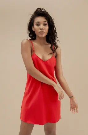 Upcycled Rose Red Slip Dress