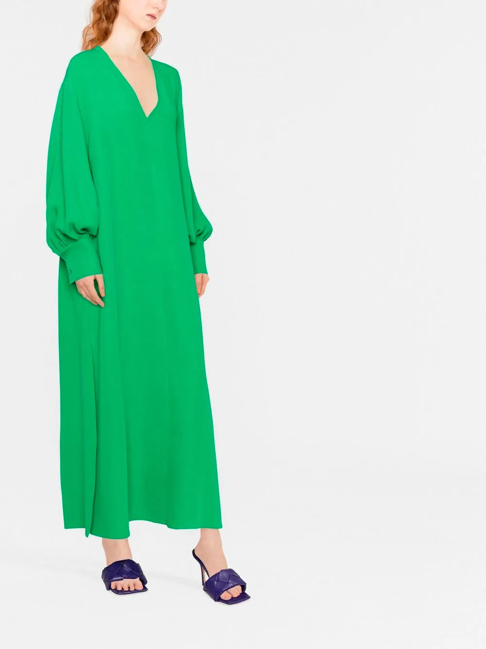 V-neck long-length dress