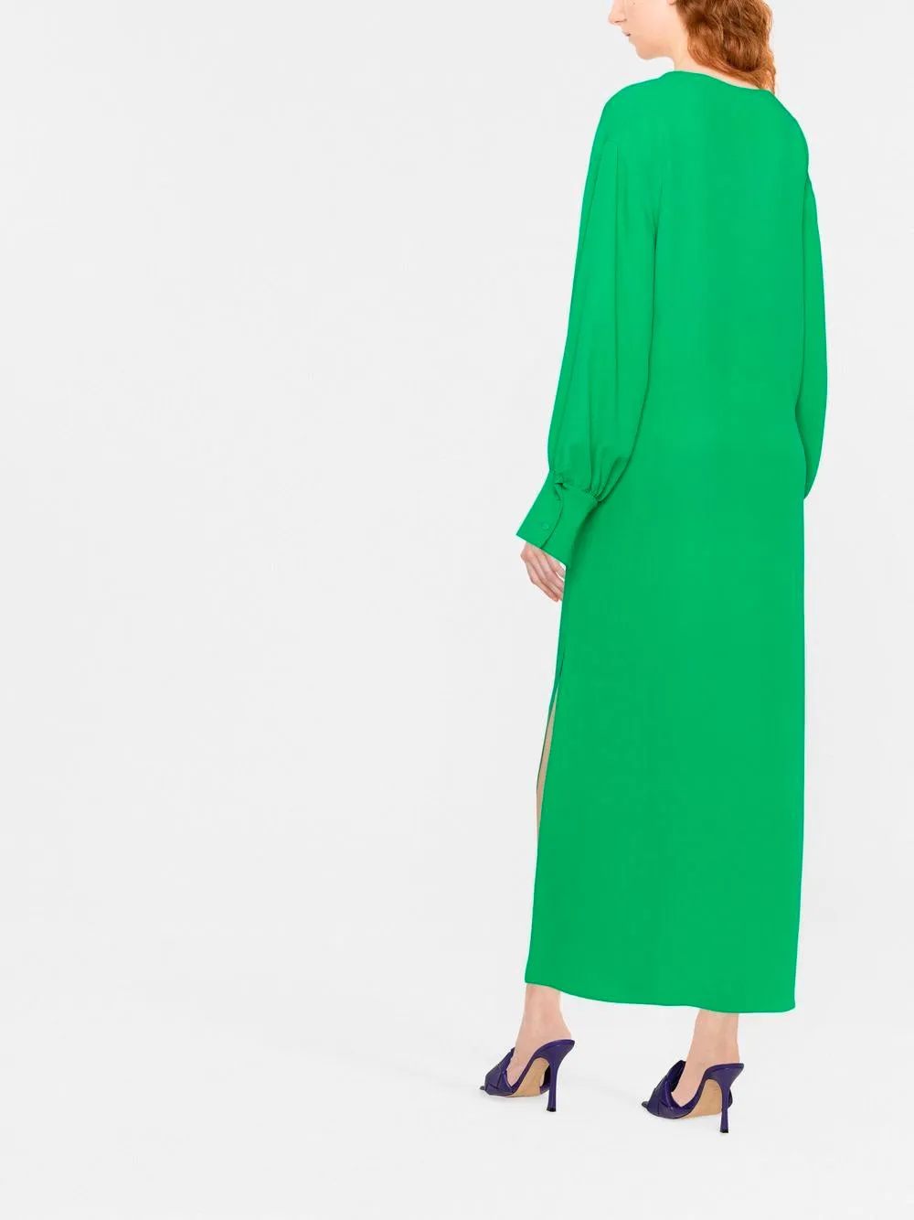 V-neck long-length dress
