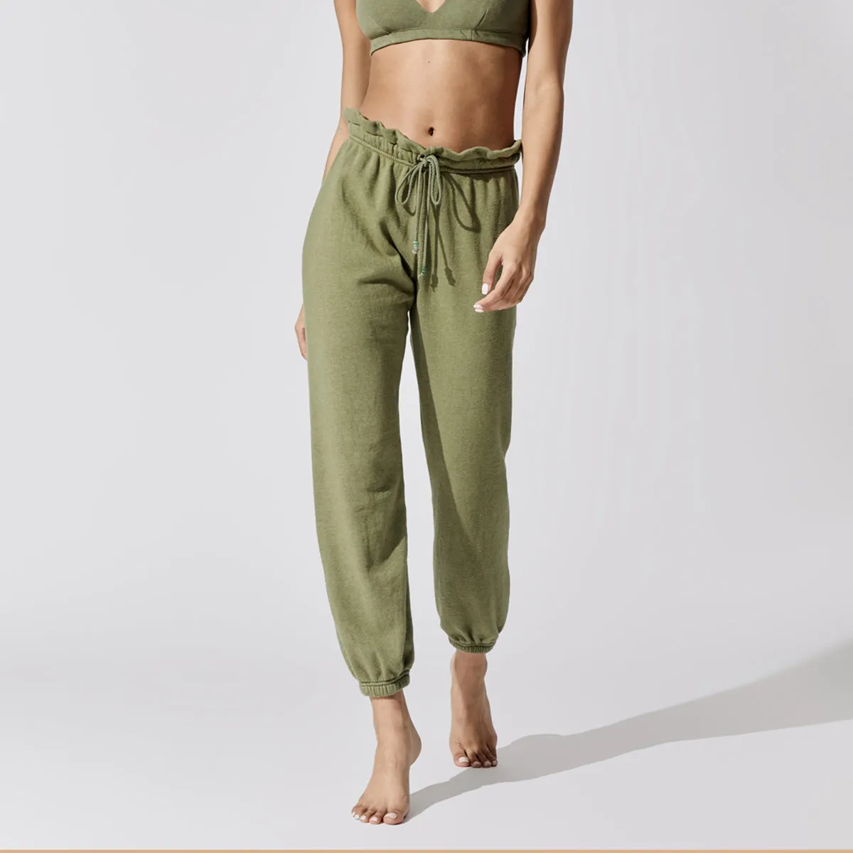 Vintage Fleece Gemstone Sweatpants - Basil With Jade