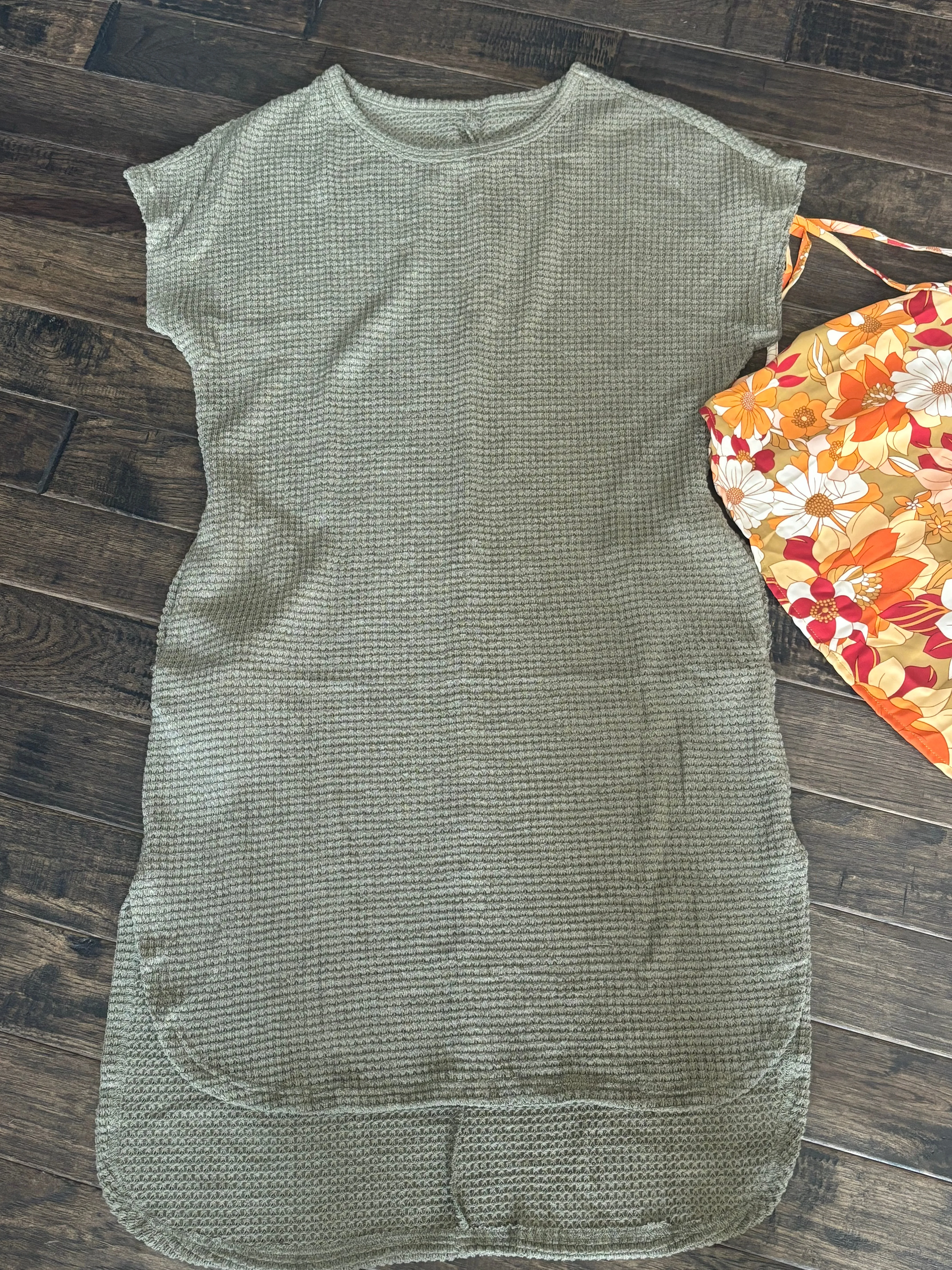 Waffle Texture T-Shirt Dress