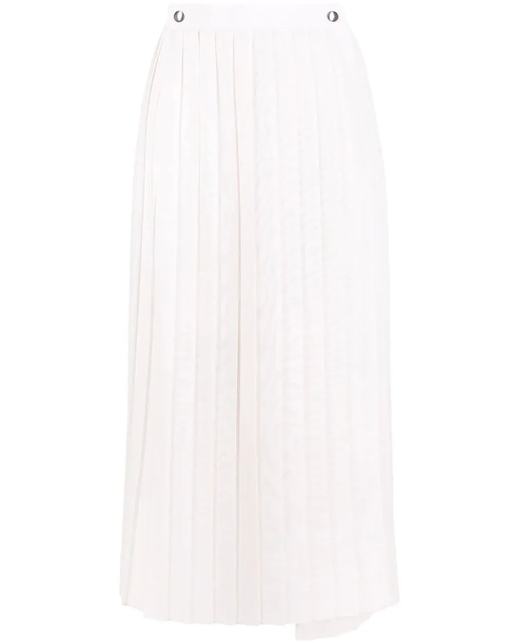 Warm White Wool Gauze Pleated Slit Skirt