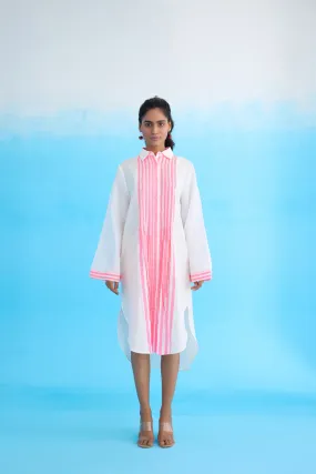 White Candy Stripes Shirt Dress