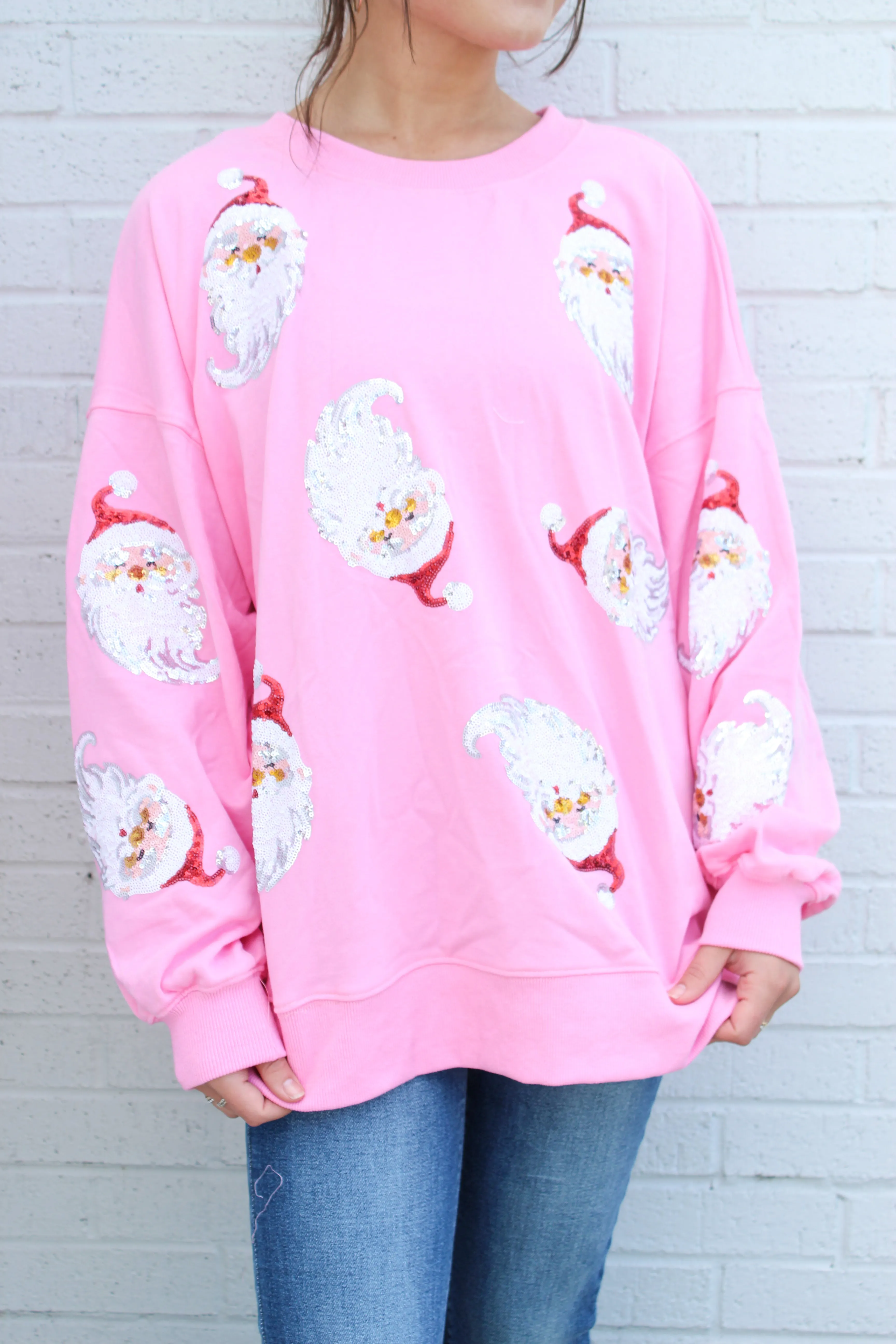 Wild Indigo - Under Elf Surveillance Sequin Santa Sweatshirt