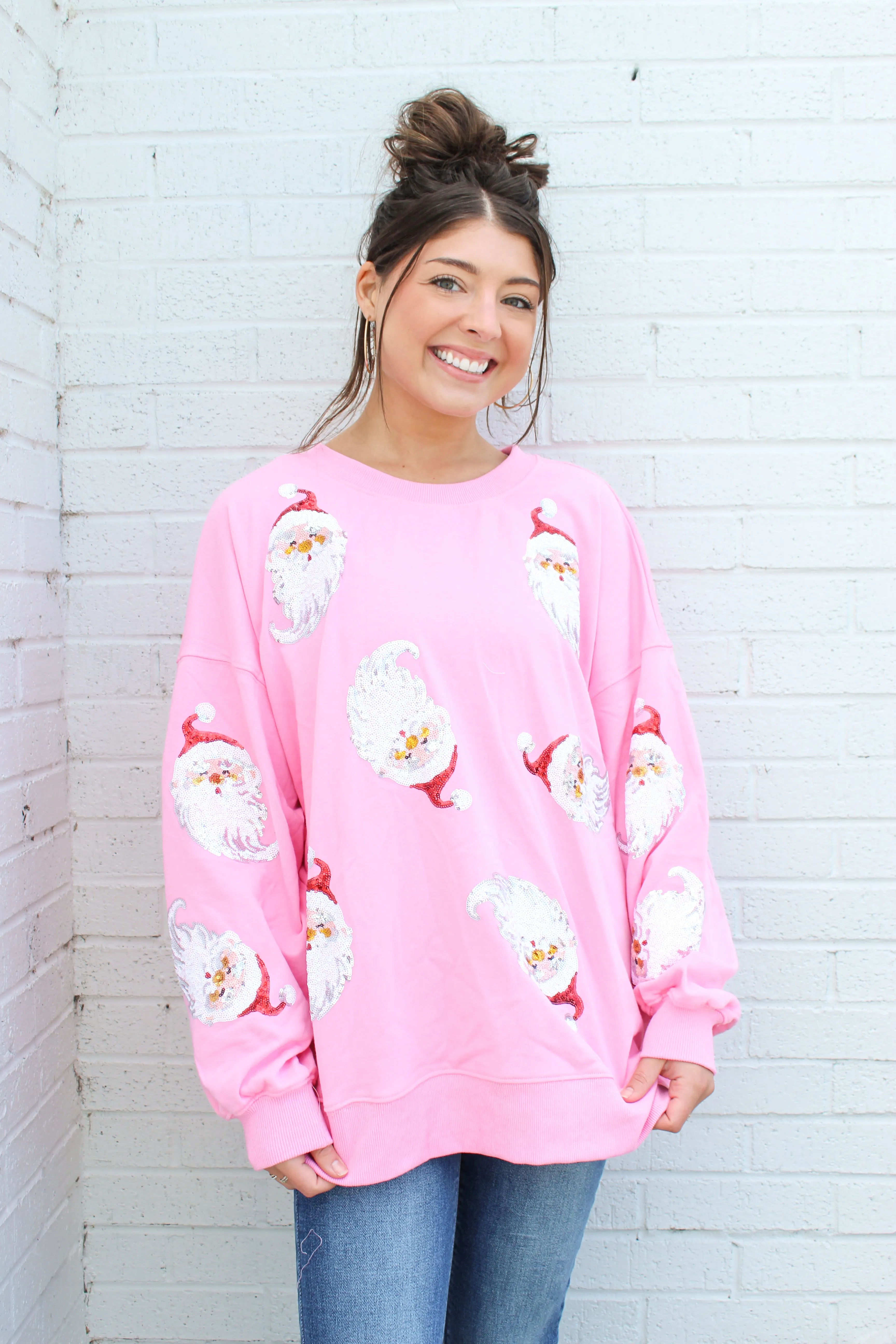 Wild Indigo - Under Elf Surveillance Sequin Santa Sweatshirt