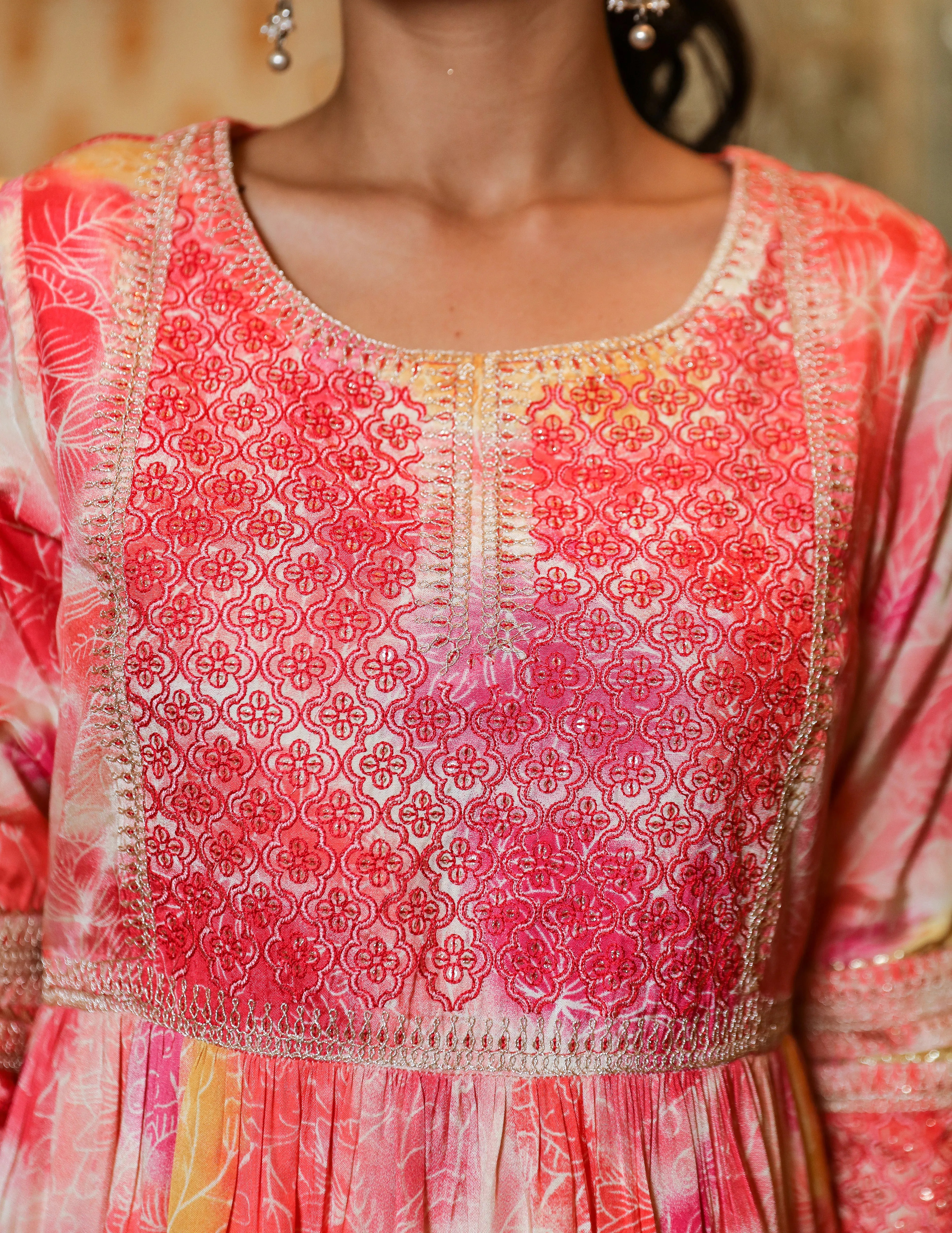 Women Pink Muslin Nyara Cut A-Line Kurta