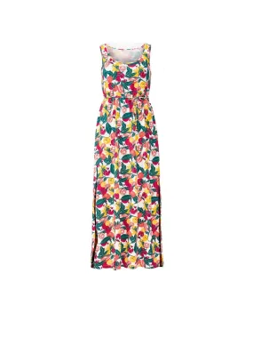 Women's Fruits Patterned Sides Slit Maxi Dress,Multi