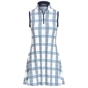 Womens Performance A-Line Jersey Dress Houndstooth Plaid/Refined Navy - SS24