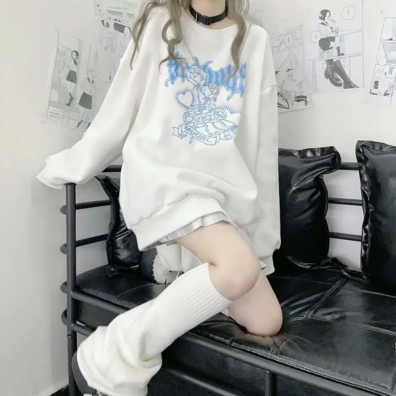 Y2K Bad Girl Rose Love Heart Sweatshirt - Embrace Edgy Chic