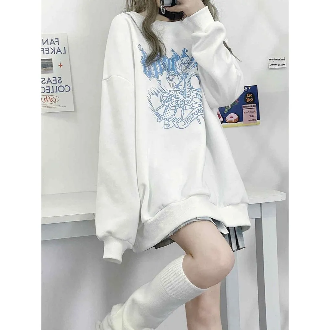 Y2K Bad Girl Rose Love Heart Sweatshirt - Embrace Edgy Chic