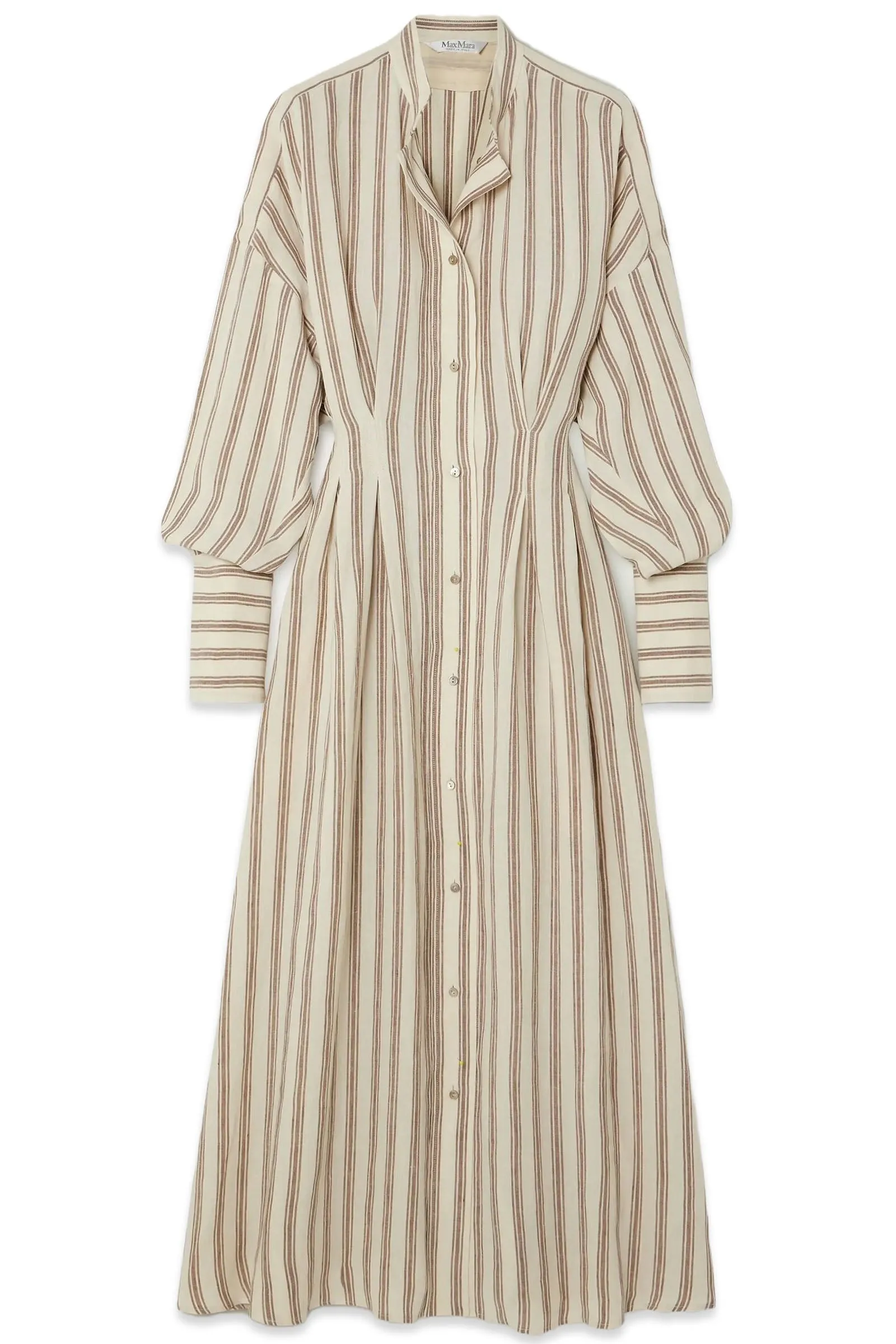 Yole Striped Linen Midi Shirt Dress