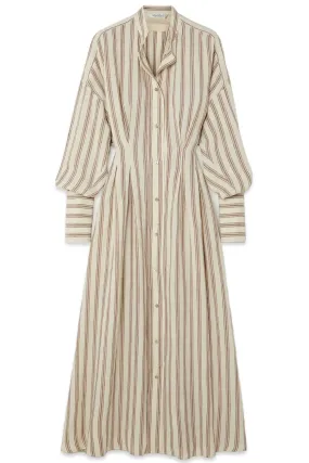 Yole Striped Linen Midi Shirt Dress