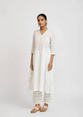 Zinnia White & Green Kurta