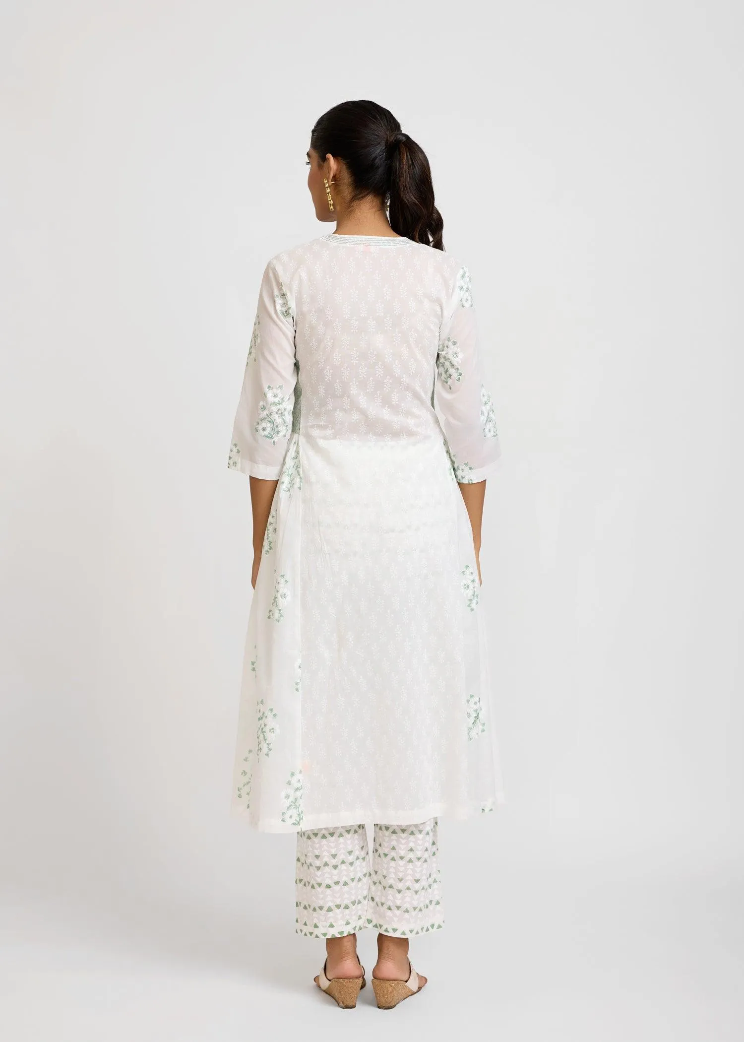 Zinnia White & Green Kurta